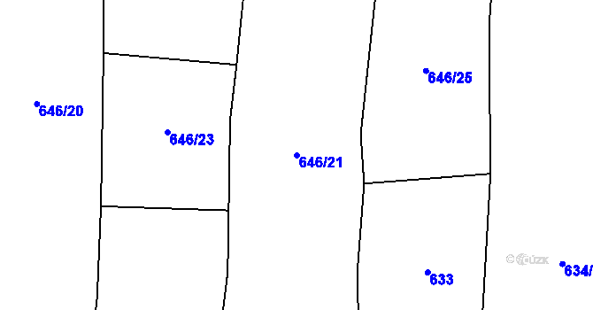 Parcela st. 646/21 v KÚ Vlkonice, Katastrální mapa