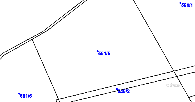 Parcela st. 551/5 v KÚ Vlkonice, Katastrální mapa