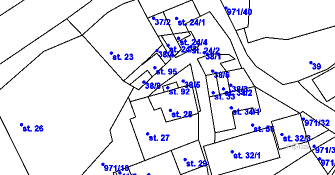 Parcela st. 92 v KÚ Vlkonice, Katastrální mapa
