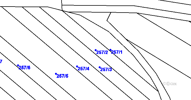 Parcela st. 257/2 v KÚ Vlkoš u Kyjova, Katastrální mapa