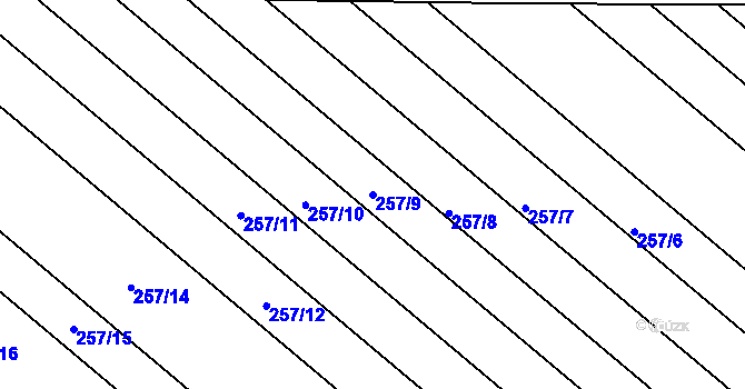 Parcela st. 257/9 v KÚ Vlkoš u Kyjova, Katastrální mapa