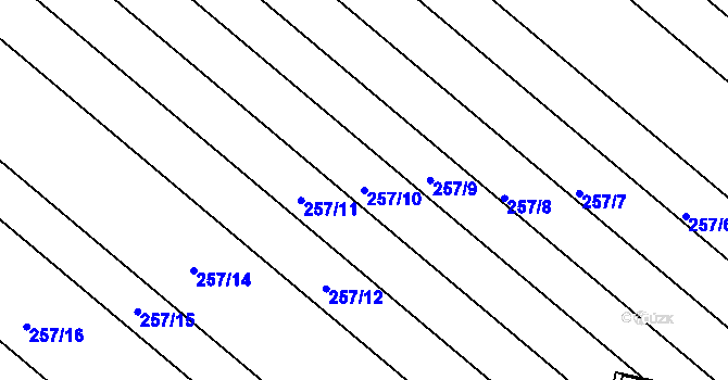 Parcela st. 257/10 v KÚ Vlkoš u Kyjova, Katastrální mapa