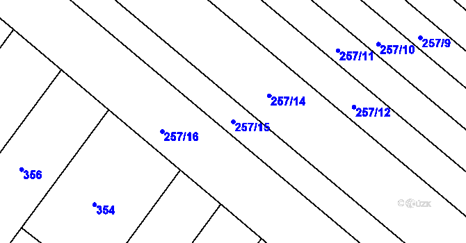 Parcela st. 257/15 v KÚ Vlkoš u Kyjova, Katastrální mapa