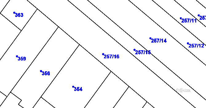 Parcela st. 257/16 v KÚ Vlkoš u Kyjova, Katastrální mapa