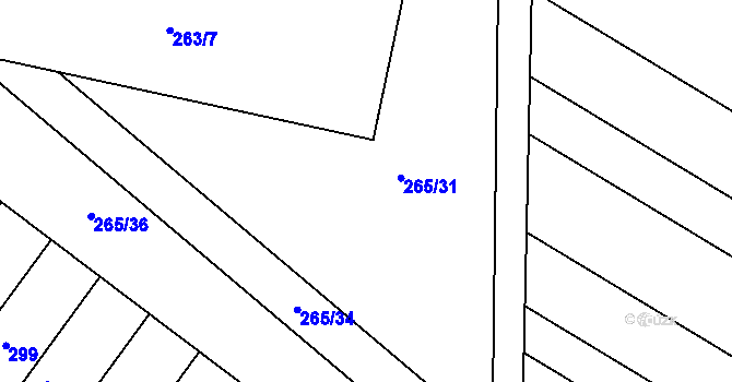 Parcela st. 265/24 v KÚ Vlkoš u Kyjova, Katastrální mapa