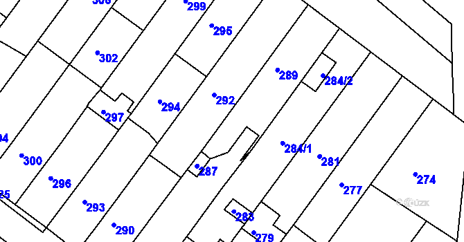 Parcela st. 288 v KÚ Vlkoš u Kyjova, Katastrální mapa