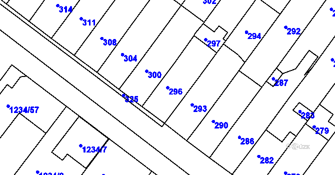 Parcela st. 296 v KÚ Vlkoš u Kyjova, Katastrální mapa