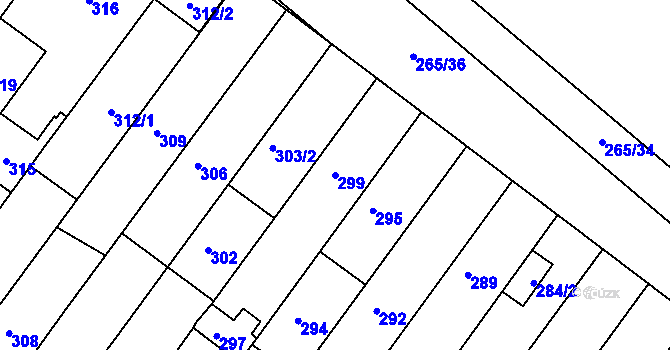 Parcela st. 299 v KÚ Vlkoš u Kyjova, Katastrální mapa
