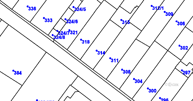 Parcela st. 314 v KÚ Vlkoš u Kyjova, Katastrální mapa