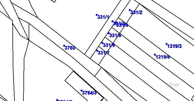 Parcela st. 331/7 v KÚ Vlkoš u Kyjova, Katastrální mapa