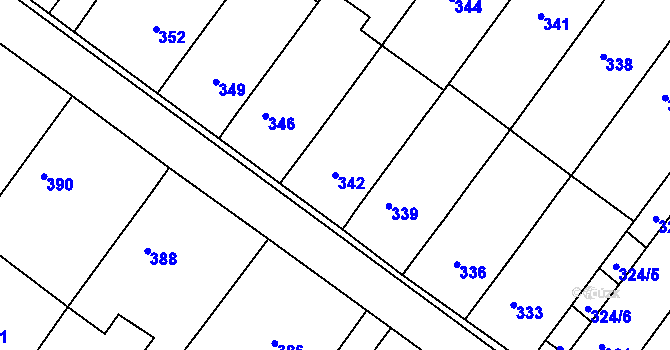 Parcela st. 342 v KÚ Vlkoš u Kyjova, Katastrální mapa
