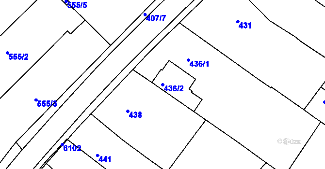 Parcela st. 436/2 v KÚ Vlkoš u Kyjova, Katastrální mapa