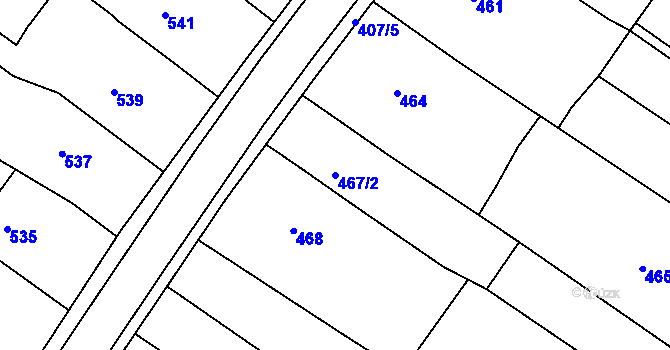 Parcela st. 467/2 v KÚ Vlkoš u Kyjova, Katastrální mapa