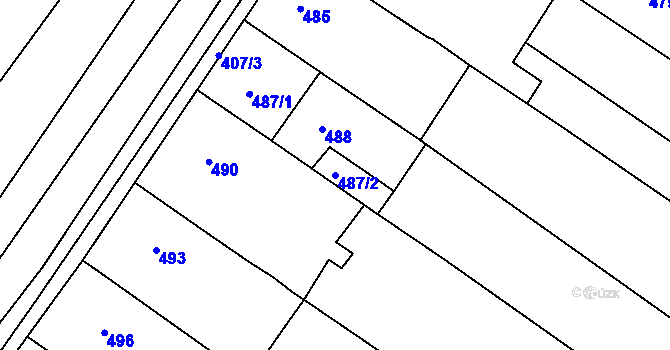 Parcela st. 487/2 v KÚ Vlkoš u Kyjova, Katastrální mapa