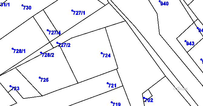 Parcela st. 724 v KÚ Vlkoš u Kyjova, Katastrální mapa