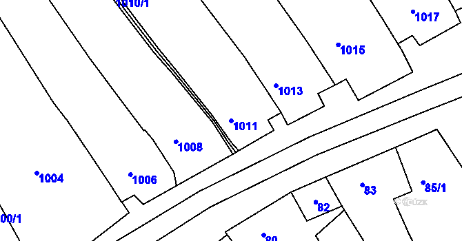 Parcela st. 1011 v KÚ Vlkoš u Kyjova, Katastrální mapa