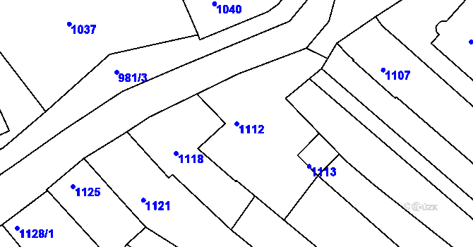 Parcela st. 1112 v KÚ Vlkoš u Kyjova, Katastrální mapa