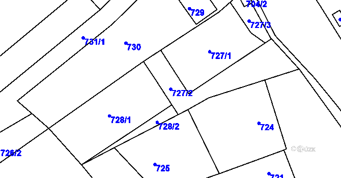 Parcela st. 727/2 v KÚ Vlkoš u Kyjova, Katastrální mapa