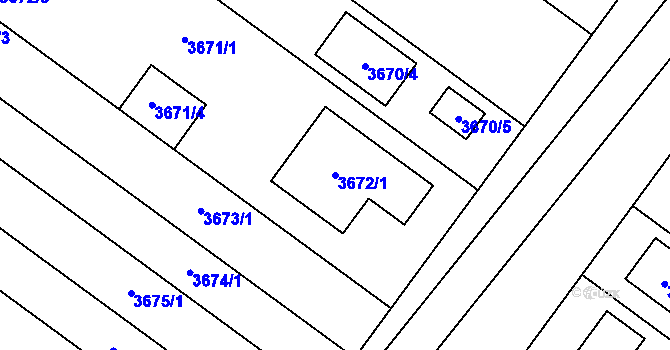 Parcela st. 3672/1 v KÚ Vlkoš u Kyjova, Katastrální mapa