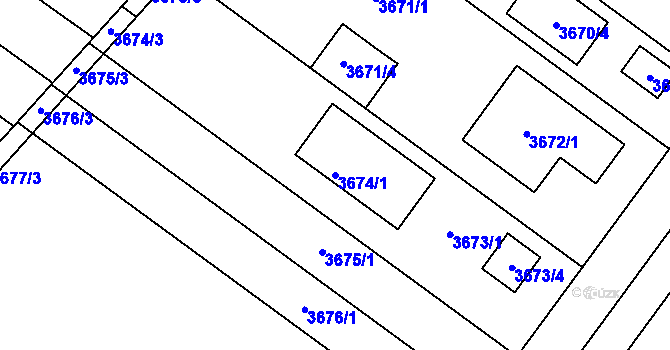 Parcela st. 3674/1 v KÚ Vlkoš u Kyjova, Katastrální mapa