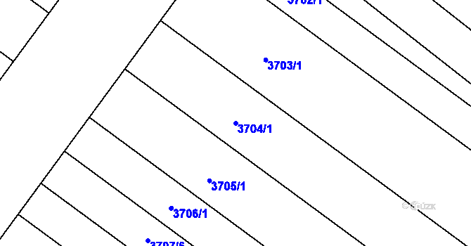 Parcela st. 3704/1 v KÚ Vlkoš u Kyjova, Katastrální mapa