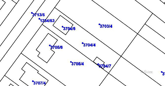 Parcela st. 3704/4 v KÚ Vlkoš u Kyjova, Katastrální mapa