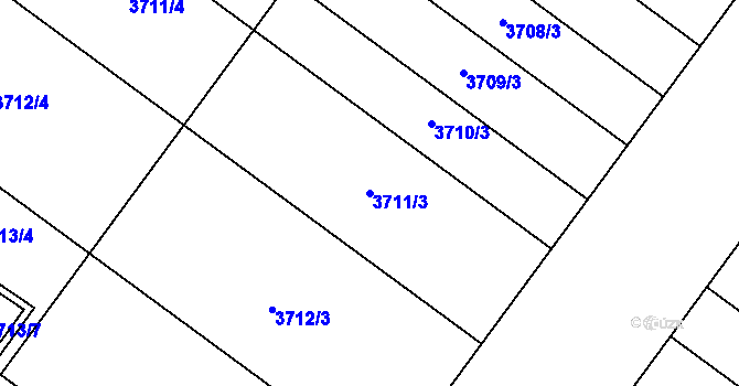 Parcela st. 3711/3 v KÚ Vlkoš u Kyjova, Katastrální mapa