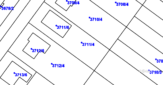 Parcela st. 3711/4 v KÚ Vlkoš u Kyjova, Katastrální mapa