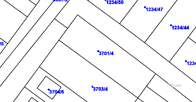 Parcela st. 3701/4 v KÚ Vlkoš u Kyjova, Katastrální mapa