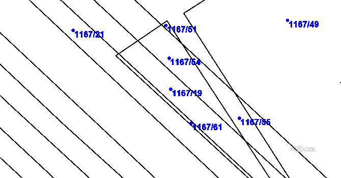 Parcela st. 1167/19 v KÚ Vlkoš u Kyjova, Katastrální mapa