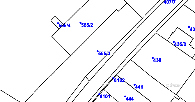 Parcela st. 555/3 v KÚ Vlkoš u Kyjova, Katastrální mapa