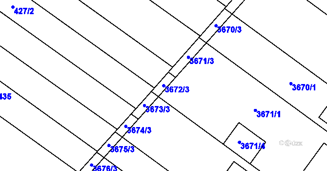 Parcela st. 3672/3 v KÚ Vlkoš u Kyjova, Katastrální mapa