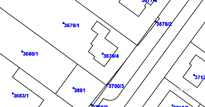 Parcela st. 3679/4 v KÚ Vlkoš u Kyjova, Katastrální mapa