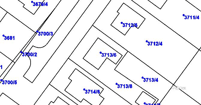 Parcela st. 3713/6 v KÚ Vlkoš u Kyjova, Katastrální mapa