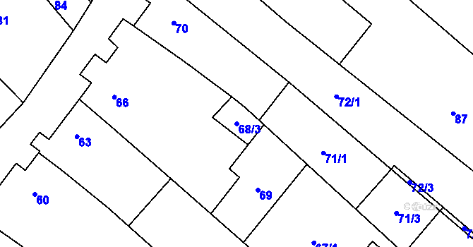 Parcela st. 68/3 v KÚ Vlkoš u Kyjova, Katastrální mapa