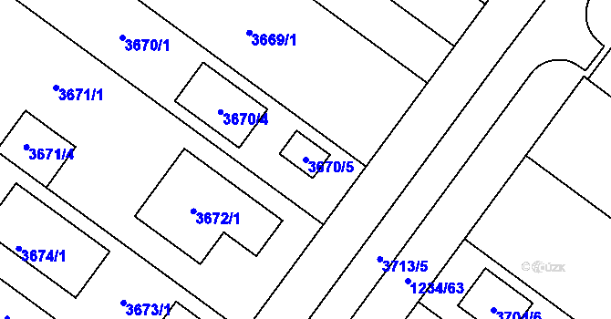 Parcela st. 3670/5 v KÚ Vlkoš u Kyjova, Katastrální mapa
