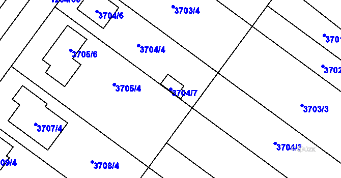 Parcela st. 3704/7 v KÚ Vlkoš u Kyjova, Katastrální mapa