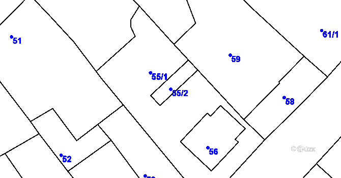 Parcela st. 55/2 v KÚ Vlkoš u Kyjova, Katastrální mapa
