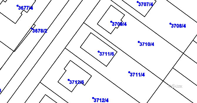 Parcela st. 3711/6 v KÚ Vlkoš u Kyjova, Katastrální mapa