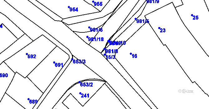 Parcela st. 15/3 v KÚ Vlkoš u Kyjova, Katastrální mapa