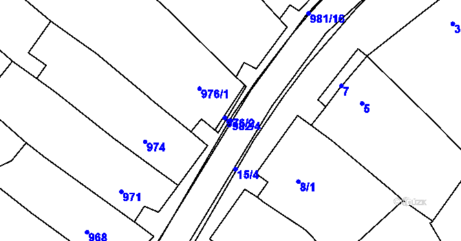Parcela st. 982/4 v KÚ Vlkoš u Kyjova, Katastrální mapa