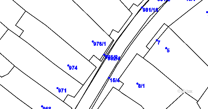 Parcela st. 976/2 v KÚ Vlkoš u Kyjova, Katastrální mapa