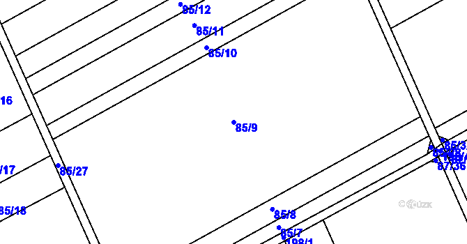 Parcela st. 85/9 v KÚ Kanovsko, Katastrální mapa