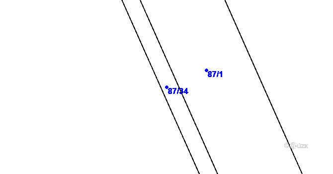 Parcela st. 87/34 v KÚ Kanovsko, Katastrální mapa