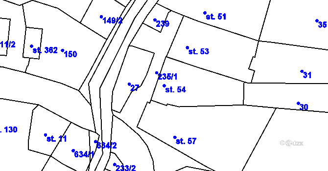 Parcela st. 54 v KÚ Kanovsko, Katastrální mapa
