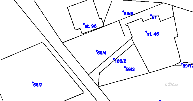 Parcela st. 60/4 v KÚ Kanovsko, Katastrální mapa