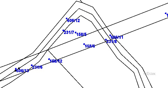 Parcela st. 158/6 v KÚ Kanovsko, Katastrální mapa
