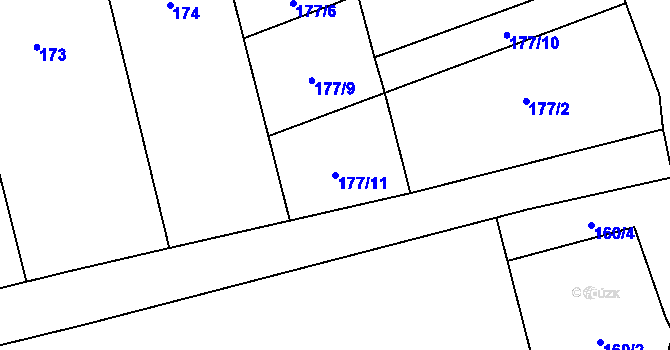 Parcela st. 177/11 v KÚ Kanovsko, Katastrální mapa