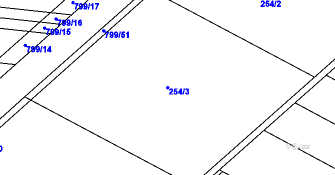 Parcela st. 254/3 v KÚ Vlkoš u Přerova, Katastrální mapa