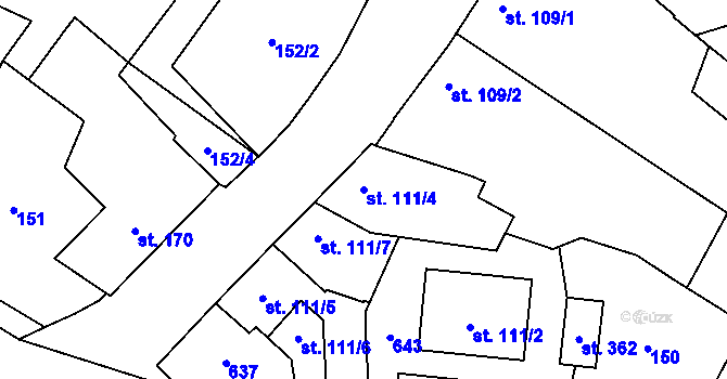 Parcela st. 111/4 v KÚ Vlkoš u Přerova, Katastrální mapa